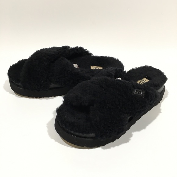UGG Fuzz Sugar Cross Slide Women’s Sandals -Black -US 8 -NEW - Picture 5 of 8